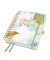 Buchkalender 7J606, Jolie, hellblau/gold/wei&szlig;, 1 Woche / 2 Seiten, 16,8x21,5cm (ca. A5), 2027