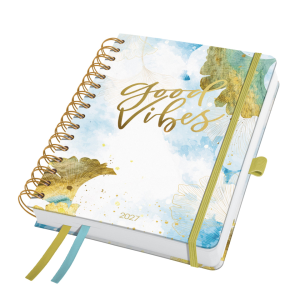 2 Stück Sigel Buchkalender 7J606, Jolie, hellblau/gold/weiß, 1 Woche / 2 Seiten, 16,8x21,5cm (ca. A5), 2027 4004360763731 Sigel