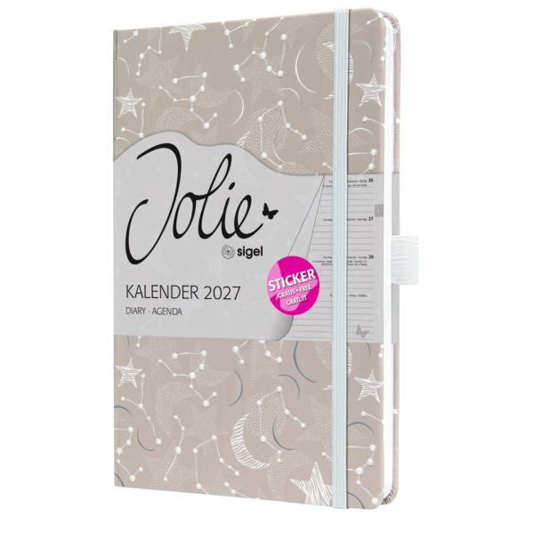 2 Stück Sigel Buchkalender 7J349, Jolie, beige, weiß, 1 Woche / 2 Seiten, 13,5x20,3cm (ca. A5), 2027 4004360763946 Sigel