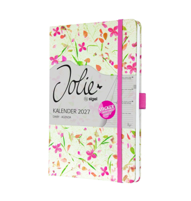 Buchkalender 7J307, Jolie, beige, pink, 1 Woche / 2 Seiten, 13,5x20,3cm (ca. A5), 2027