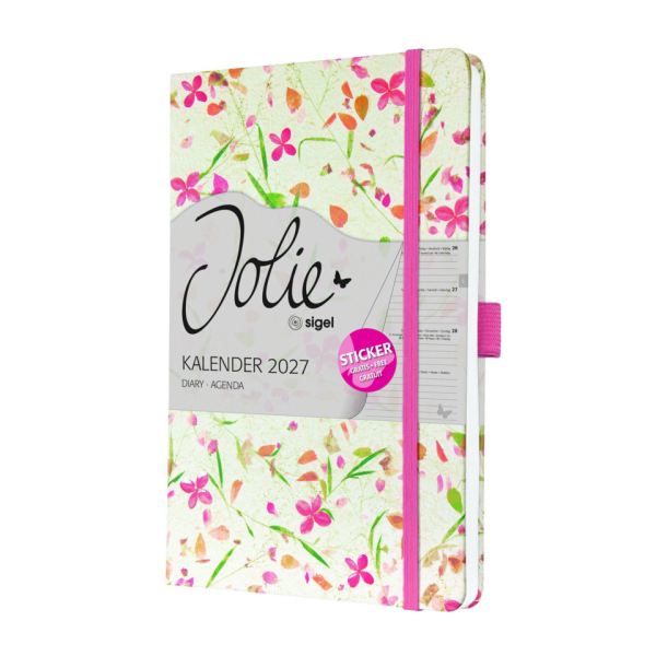 2 Stück Sigel Buchkalender 7J307, Jolie, beige, pink, 1 Woche / 2 Seiten, 13,5x20,3cm (ca. A5), 2027 4004360764004 Sigel