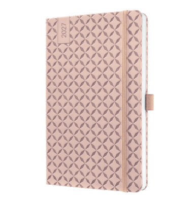 Buchkalender 7J131, Jolie, ros&eacute;, 1 Woche / 2 Seiten, 13,5x20,3cm (ca. A5), 2027
