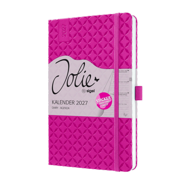 2 Stück Sigel Buchkalender 7J105, Jolie, fuchsia pink, 1 Woche / 2 Seiten, 13,5x20,3cm (ca. A5), 2027 4004360764486 Sigel