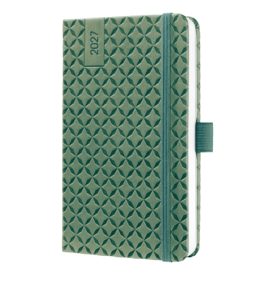 Buchkalender 7J134, Jolie, gr&uuml;n, 1 Woche / 2 Seiten, 9,5x15cm (ca. A6), 2027