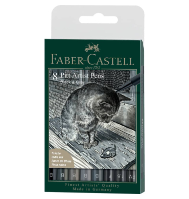Tuschestiftetui 8ST Black & Grey