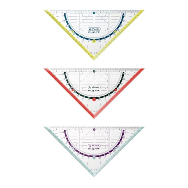 9 Stück Herlitz Kunststoff-Geometriedreieck my.pen 11367950 glasklar/farbig sortiert 16cm 4008110499536 Herlitz