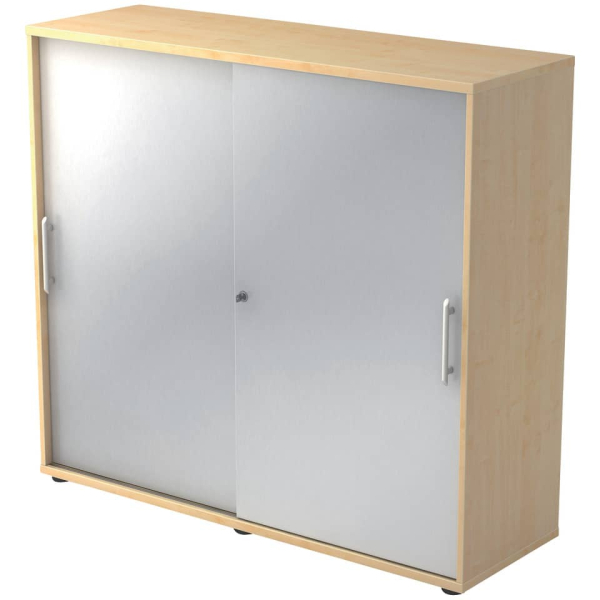 Hammerbacher Schiebetürenschrank MONT.V1753S/3/S/RE, abschließbar, 3 OH, ahorn/silber, 120x110x40cm (BxHxT)  Hammerbacher
