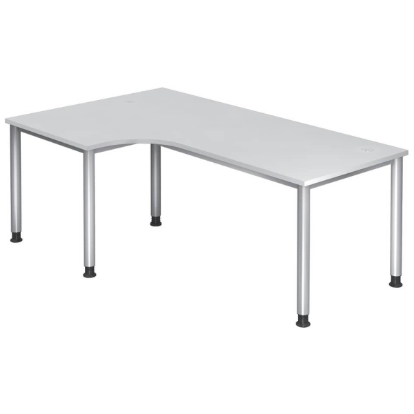 Hammerbacher Schreibtisch, L-Form, weiß / silber  Hammerbacher