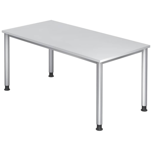 Hammerbacher Schreibtisch HS, rechteckig, weiß / silber  Hammerbacher