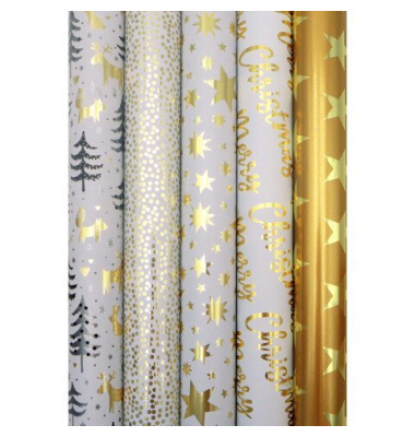 Weihnachtlicher Metallicpapier 1.5m2mx70cm sort.