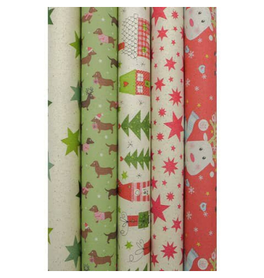 Weihnachtlicher Graspapier 1,5mx70cm sortiert