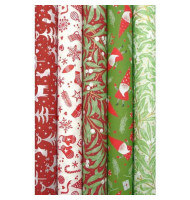 Weihnachtlicher Recyclingpapier 2mx70cm sortiert