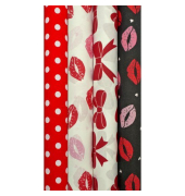 Geschenkpapier 1330-26003/PBS, sortiert (4 Motive),&uml;Lips+Love, 70cm x 2m, farbig sortiert