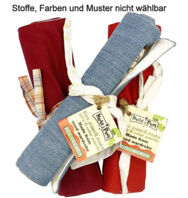 NewPen Stofffedermappe mit 12 Eco Buntstiften