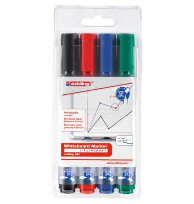 Boardmarker-Set 360, 4-360-4-2, Etui, 4-farbig sortiert, 1,5-3mm Rundspitze