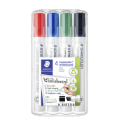 Boardmarker-Set Lumocolor 351 B, 351B-WP4, Etui, rot, blau, gr&uuml;n, schwarz, 2-5mm Keilspitze