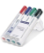 Boardmarker-Set Lumocolor 351 B, 351B-WP4, Etui, rot, blau, gr&uuml;n, schwarz, 2-5mm Keilspitze