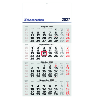 Wandkalender 5097-27, 4 sichtbare Monatsbl&ouml;cke/Seite, 30x60cm, 2027