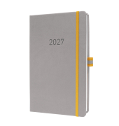 Buchkalender L2704, Linescape, hellgrau/gelb, 1 Woche / 2 Seiten, 14,8x21,3cm (ca. A5), 2027