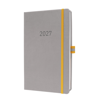 Buchkalender L2704, Linescape, hellgrau/gelb, 1 Woche / 2 Seiten (ca. A5), 2027