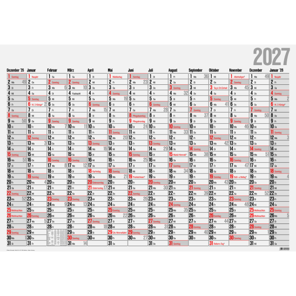 Glocken Plakatkalender 5044312007, 14 Monate / 1 Seite, 98x68cm (BxH), 2027 4061947157727 Glocken