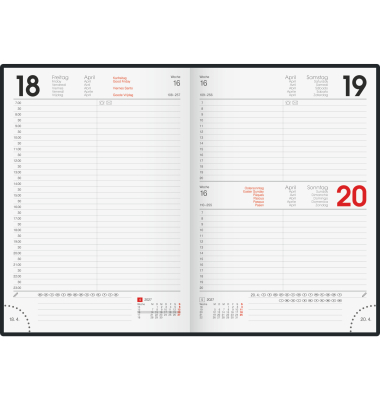 Buchkalender 1079560907, 795, schwarz, 1 Tag / 1 Seite, Sa/So 1 Seite, 14,5x20,6cm (A5), 2027