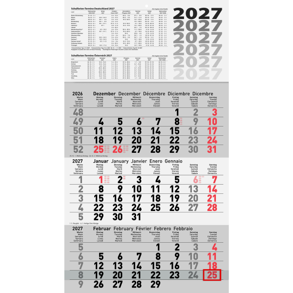 Glocken Wandkalender 5060114007, 30x52cm (BxH), 2027 4061947161458 Glocken