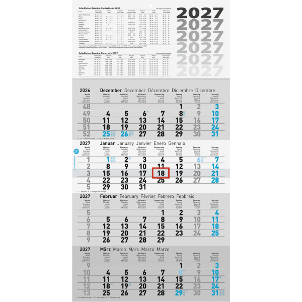 Glocken Wandkalender 5070242007, 30x55,5cm (BxH), 2027 4061947161472 Glocken