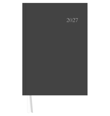 Buchkalender 886-0021, anthrazit, 1 Tag / 1 Seite, 21x29,7cm (BxH), 2027
