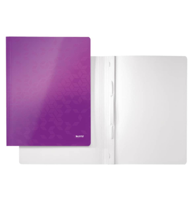 Schnellhefter WOW 3001-00-62, A4, violett, Karton, 300g, Vorderdeckel violett / opak