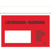 Dokumententasche - 2201, C6, wei&szlig;/rot, Lieferschein / Rechnung, Kunststoff, Selbstklebend
