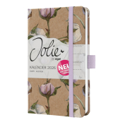 Buchkalender J6804, braun, flieder, ros&eacute;, oliv, wei&szlig;, 1 Woche / 2 Seiten
