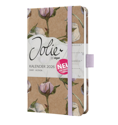 Buchkalender J6804, braun, flieder, ros&eacute;, oliv, wei&szlig;, 1 Woche / 2 Seiten