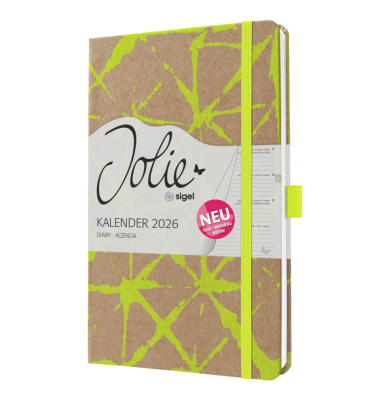 Buchkalender J6801, Jolie, braun, neon-gelb, 1 Woche / 2 Seiten, 2027