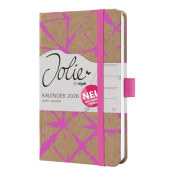 Buchkalender J6800, braun, neon-pink, 1 Woche / 2 Seiten