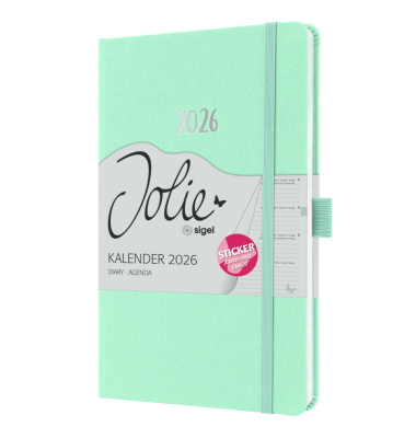Buchkalender J6409, Jolie, mintgr&uuml;n, 1 Woche / 2 Seiten, 2026