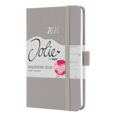 Buchkalender J6402, Jolie, hellgrau, 1 Woche / 2 Seiten, 2027
