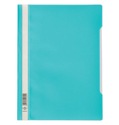 Schnellhefter Standard 2573 20, A4, t&uuml;rkis, Polypropylen, 80g, Vorderdeckel transparent