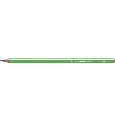Bleistift, 369/04-2B, H&auml;rte 2B, gr&uuml;n mit wei&szlig;en Kantenstreifen