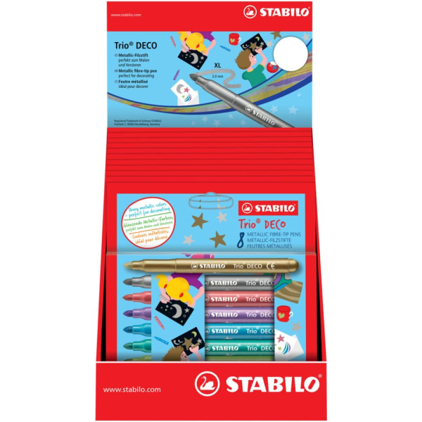 12 Stück Stabilo Faserschreiber 8ST Trio Deco met.sort. 4006381518253 Stabilo 8 Stück