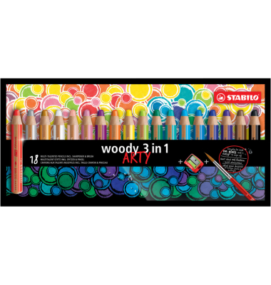 Farbstiftetui 18ST Woody ARTY sortiert