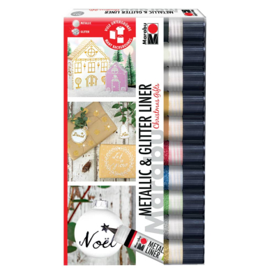 Metallic Liner u. Glitter Xmas 10ST sort