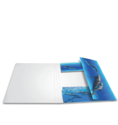 Gummizugmappe Tierkinder 19213, A4 blau/grau Karton 350g, f&uuml;r ca. 150 Blatt  (80 g/m&sup2;), mit 3 Einschlagklappen