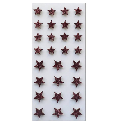 Weihnachtsetikett Glittersterne rot