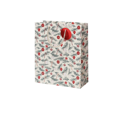 Geschenktasche 13668563000, Weihnachten, mit Tragekordel / Geschenkanh&auml;nger, Weihnachtliche Zweige, 26cm x 32cm