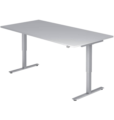 Schreibtisch, rechteckig, grau / silber