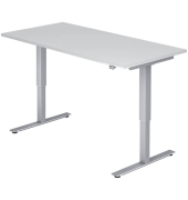 Schreibtisch, rechteckig, wei&szlig; / silber