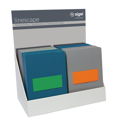 Notizbuch SF504, Linescape, farbig sortiert, A5, sortiert, 80g, 88 Blatt / 176 Seiten