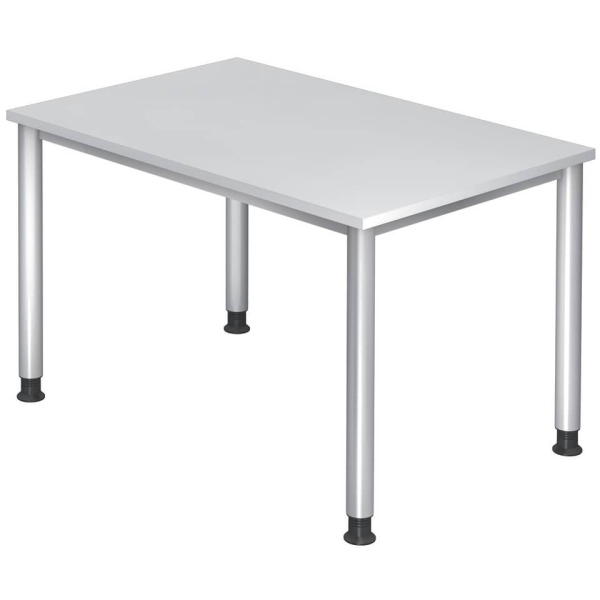 Hammerbacher Schreibtisch HS, rechteckig, weiß / silber  Hammerbacher