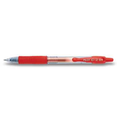 Gelschreiber G-2, 2615002, transparent rot (Schreibfarbe: rot), 0,3mm, Druckmechanik, nachf&uuml;llbar